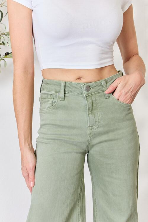 RISEN Full Size Raw Hem Wide Leg Jeans