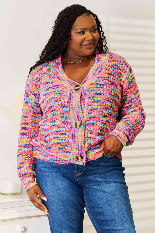 Woven Right V Neck Long Sleeve Cardigan