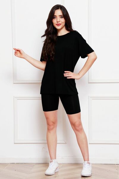 Round Neck Short Sleeve T-Shirt and Shorts Set