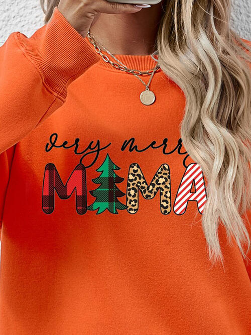 Round Neck Long Sleeve Letter Graphic Sweatshirt