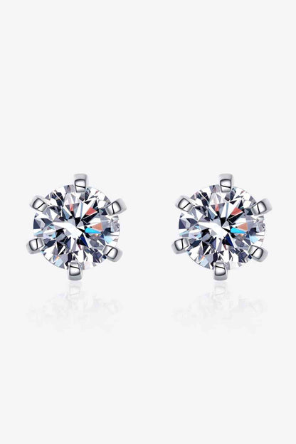 Moissanite Rhodium-Plated 1 Carat Stud Earrings