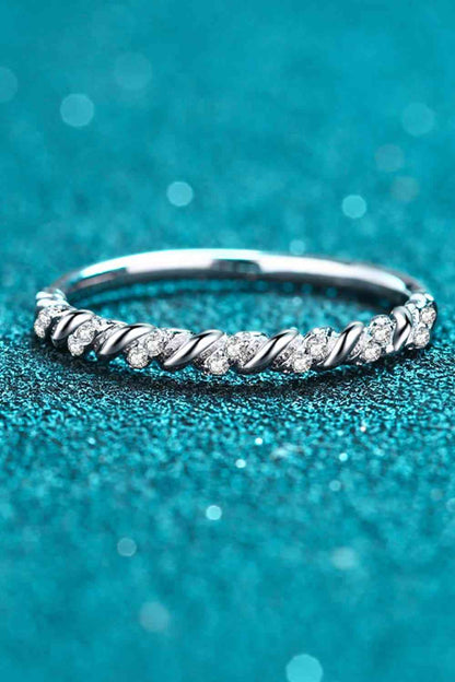 Moissanite Rhodium-Plated Half-Eternity Ring